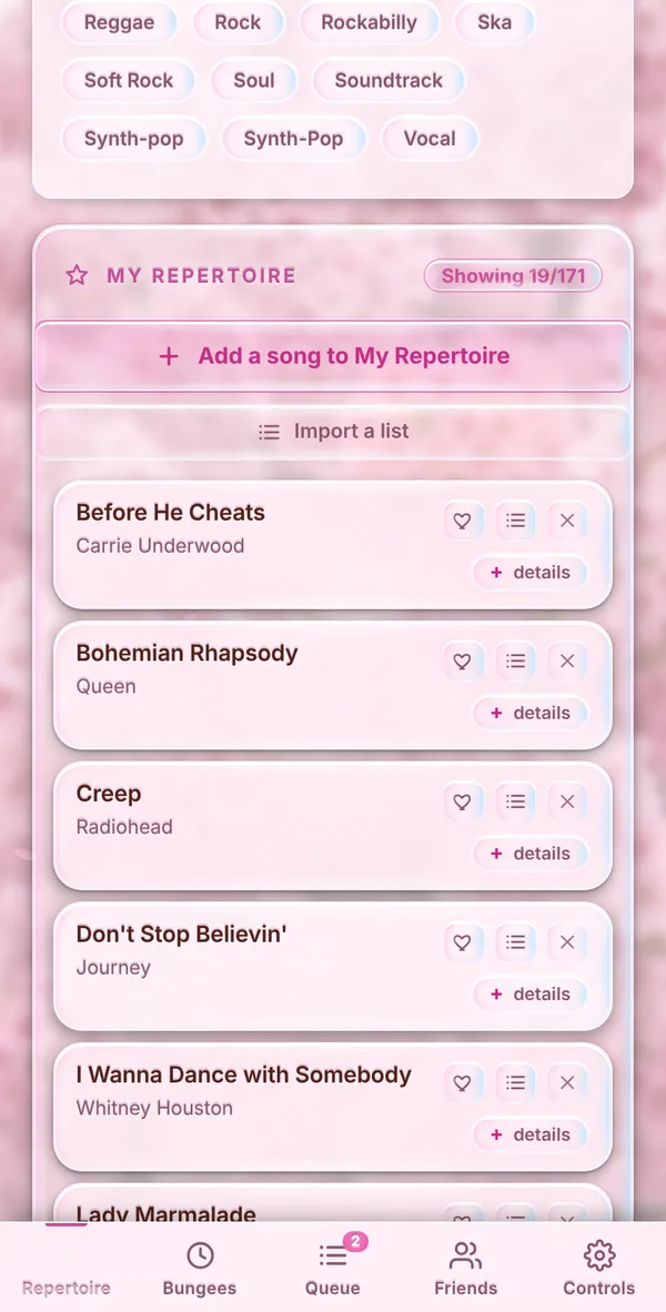 Reprise in the Cherry Blossom look: the Big Belt and Crowd Singalong tags selected in the tag filter